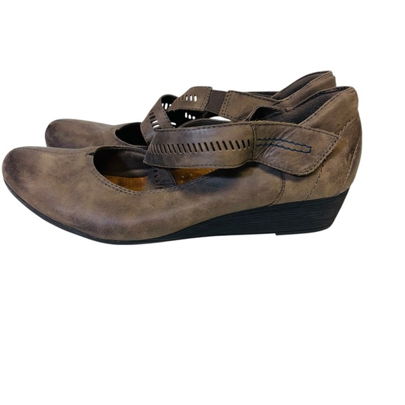 Rockport Women’s Janet Cross Strap Mary Jane 
Leather Comfort Wedge Brown 9.5N - Picture 2 of 7
